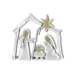 Pewter Two-tone Nativity Christmas Brooch - 2796PP